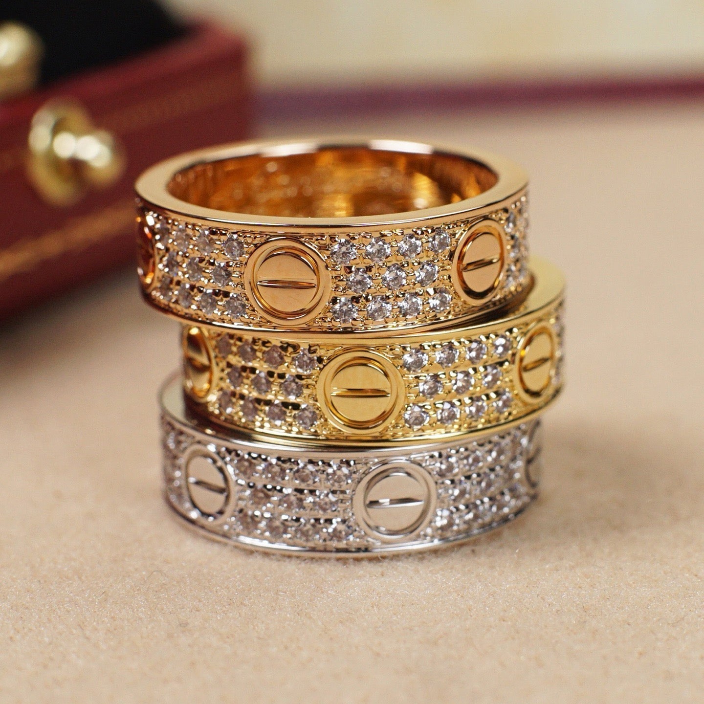 [Dawnora Jewelry]LOVE RING 5.5MM DIAMONDS PAVED