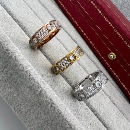 [Dawnora Jewelry]LOVE 5.5MM FULL-PAVE 6-DIAMOND RING