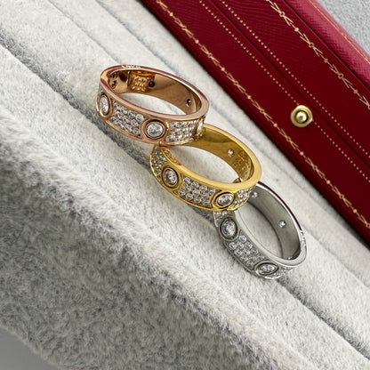 [Dawnora Jewelry]LOVE 5.5MM FULL-PAVE 6-DIAMOND RING