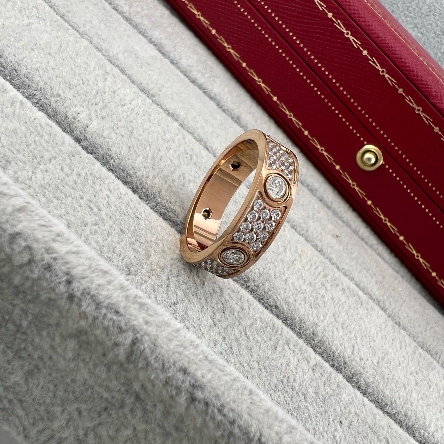 [Dawnora Jewelry]LOVE 5.5MM FULL-PAVE 6-DIAMOND RING