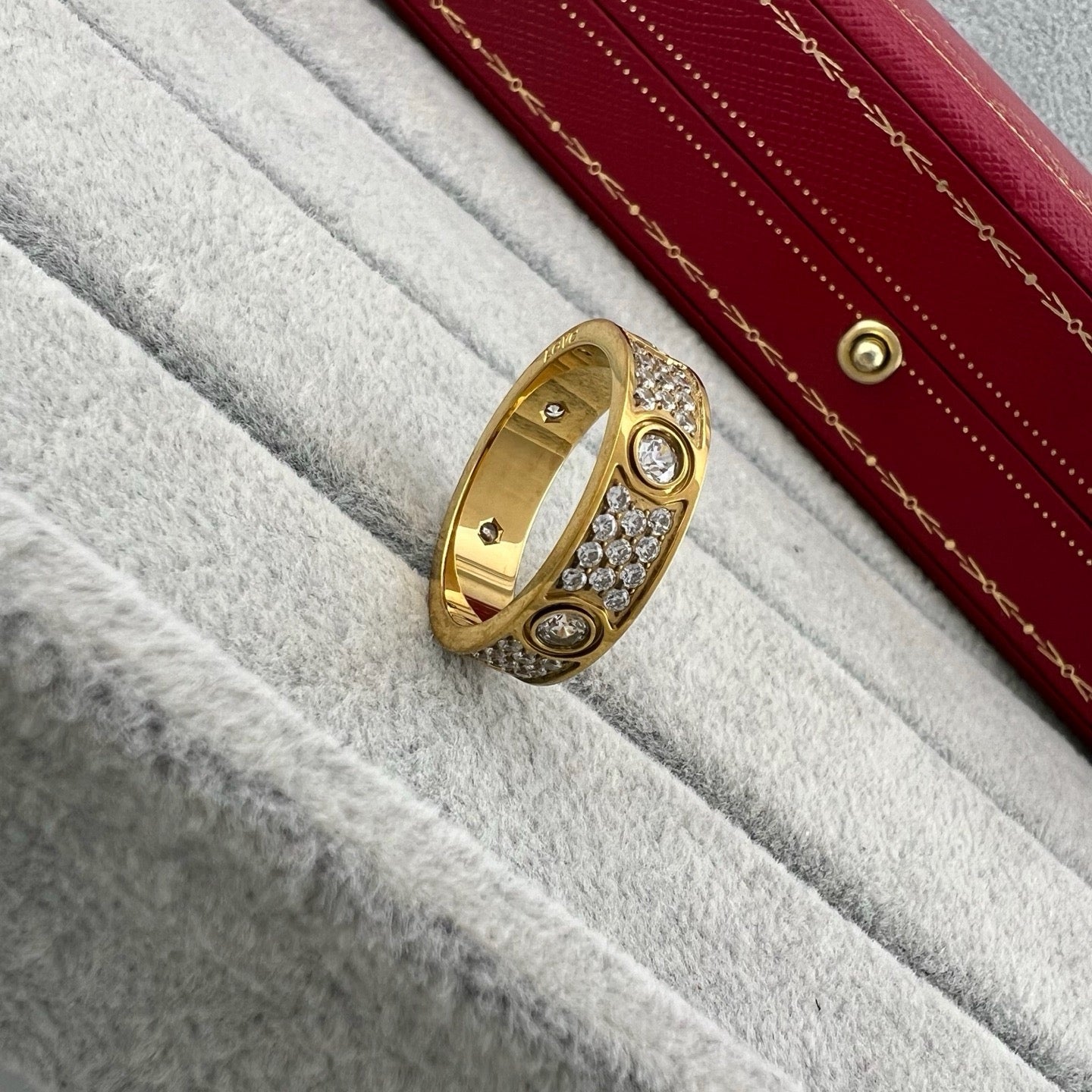 [Dawnora Jewelry]LOVE 5.5MM FULL-PAVE 6-DIAMOND RING