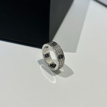 [Dawnora Jewelry]LOVE RING 5.5MM DIAMONDS PAVED CERAMIC