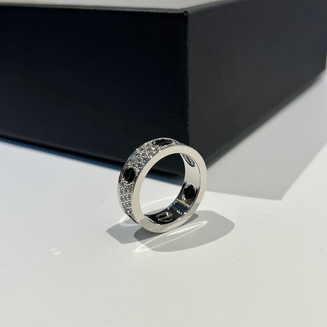 [Dawnora Jewelry]LOVE RING 5.5MM DIAMONDS PAVED CERAMIC