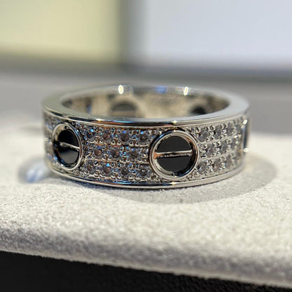 [Dawnora Jewelry]LOVE RING 5.5MM DIAMONDS PAVED CERAMIC