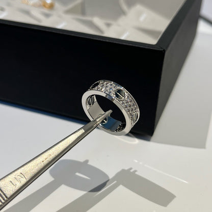 [Dawnora Jewelry]LOVE RING 5.5MM DIAMONDS PAVED CERAMIC