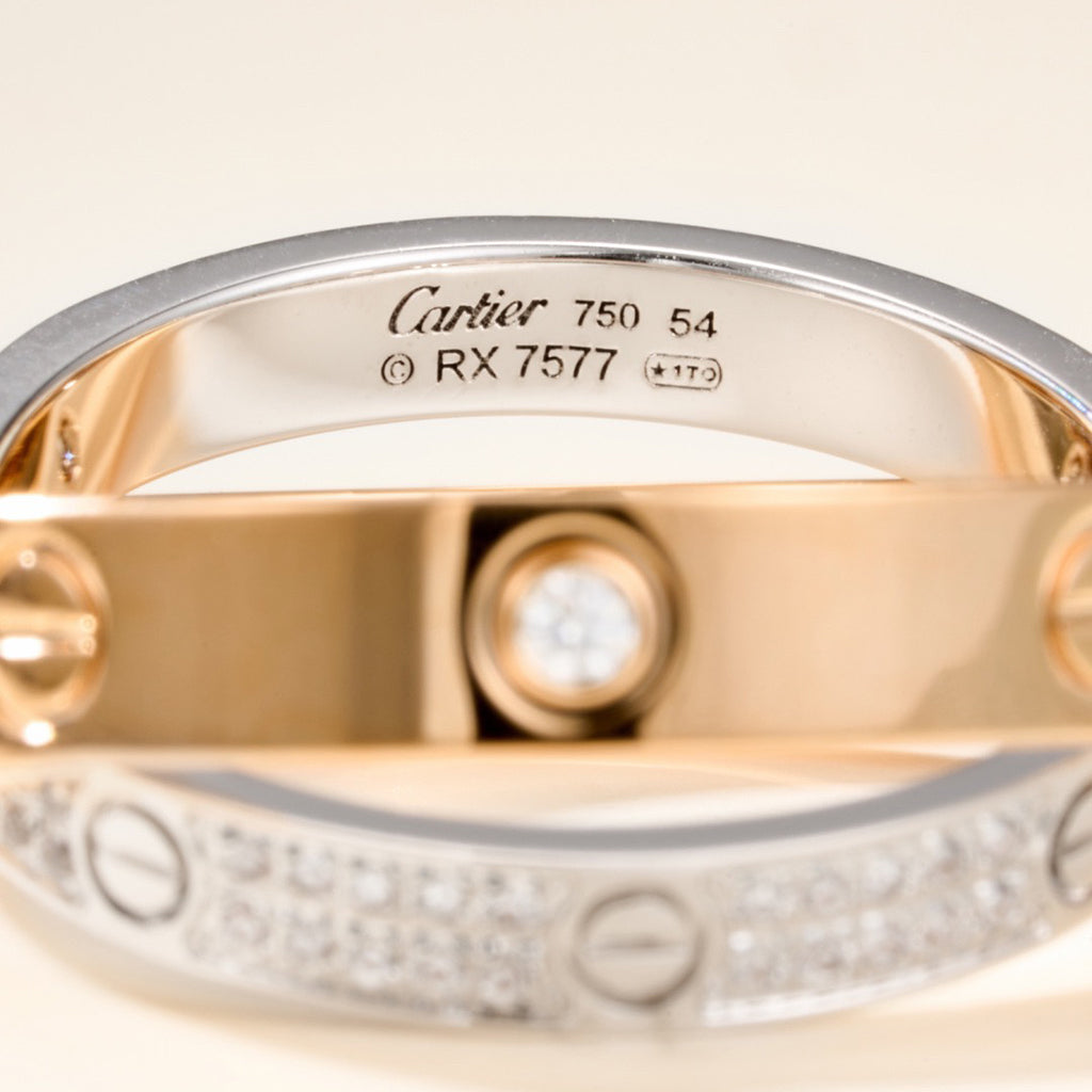 [Dawnora Jewelry]LOVE PINK GOLD SILVER DIAMOND DOUBLE RING
