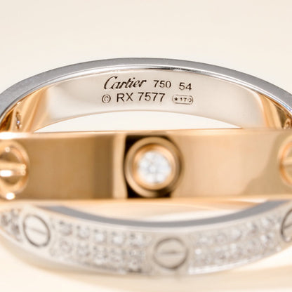 [Dawnora Jewelry]LOVE PINK GOLD SILVER DIAMOND DOUBLE RING