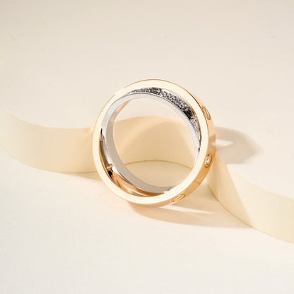 [Dawnora Jewelry]LOVE PINK GOLD SILVER DIAMOND DOUBLE RING