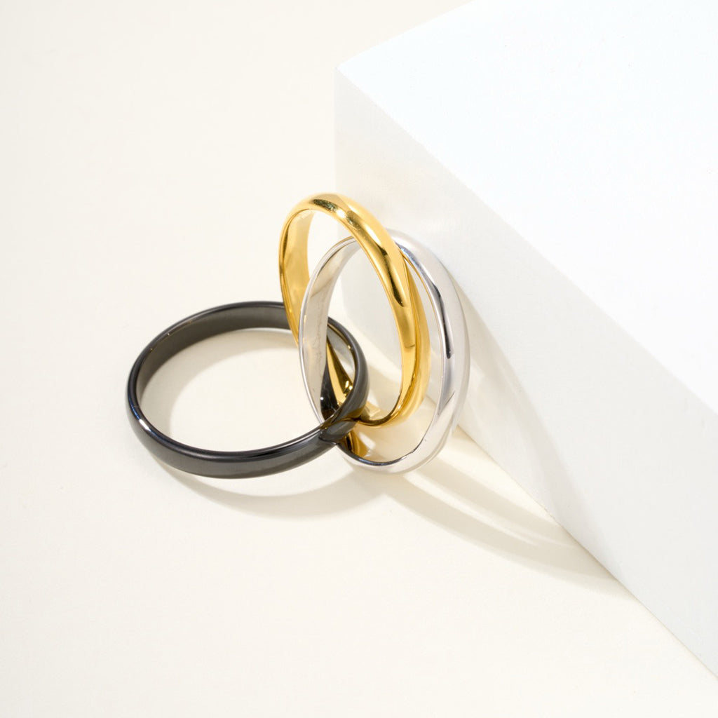 [Dawnora Jewelry]TRINITY 3.2MM RING BLACK CERAMIC