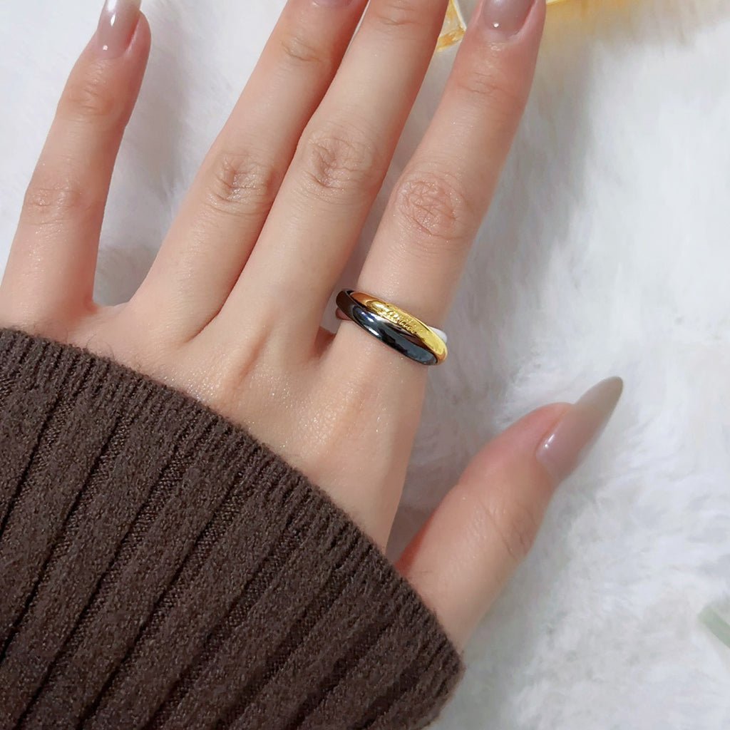 [Dawnora Jewelry]TRINITY 3.2MM RING BLACK CERAMIC
