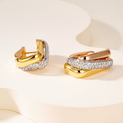 [Dawnora Jewelry]TRINITY HALF DIAMOND  CUSHION EARRINGS