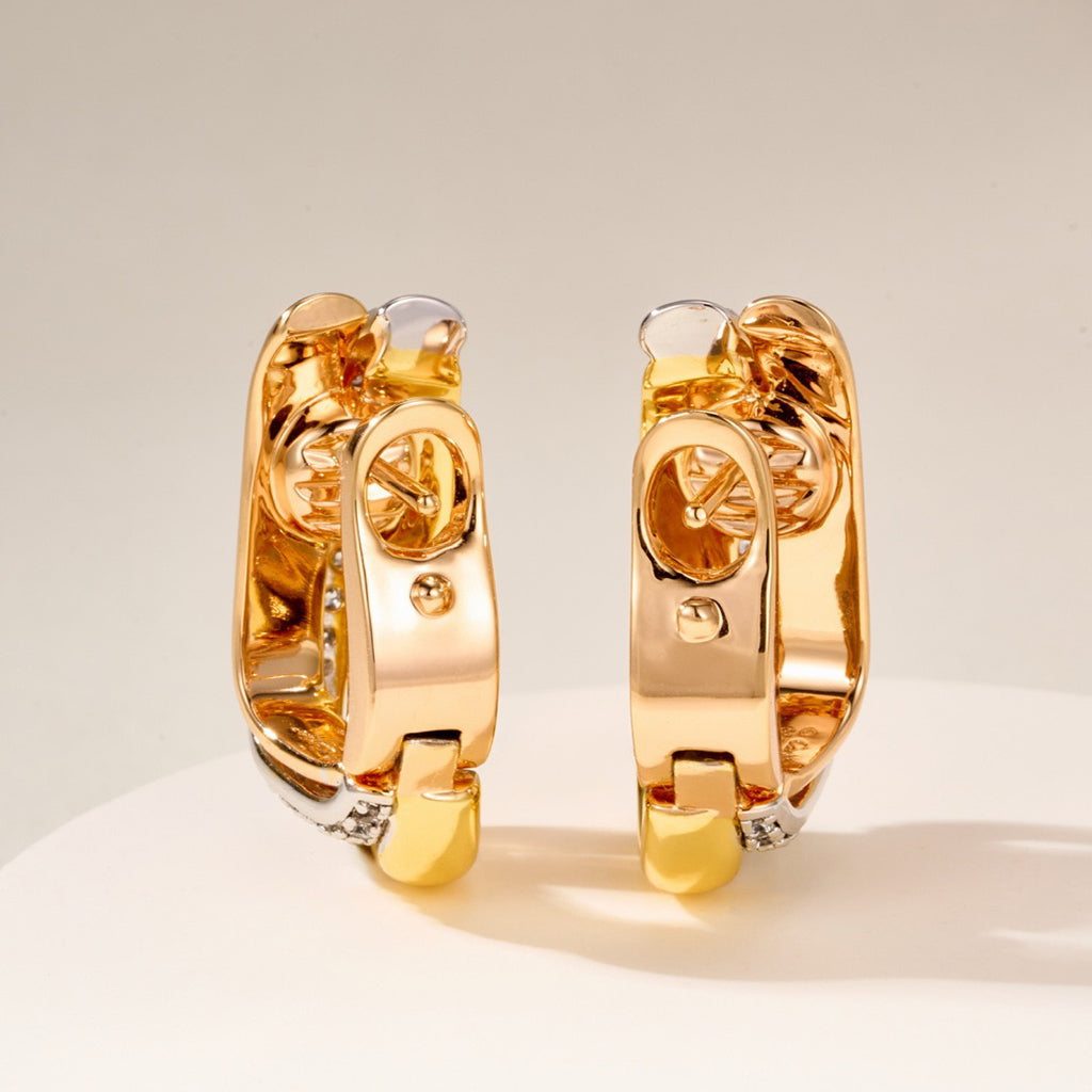 [Dawnora Jewelry]TRINITY HALF DIAMOND  CUSHION EARRINGS