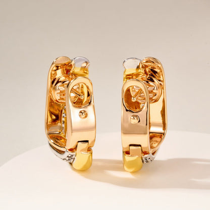 [Dawnora Jewelry]TRINITY HALF DIAMOND  CUSHION EARRINGS
