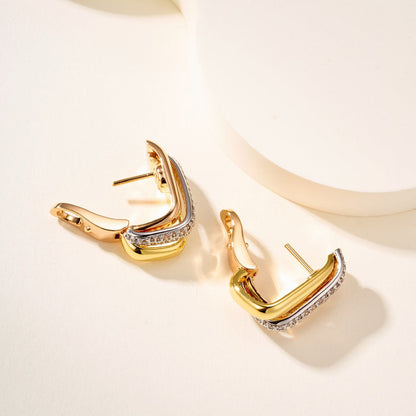 [Dawnora Jewelry]TRINITY HALF DIAMOND  CUSHION EARRINGS