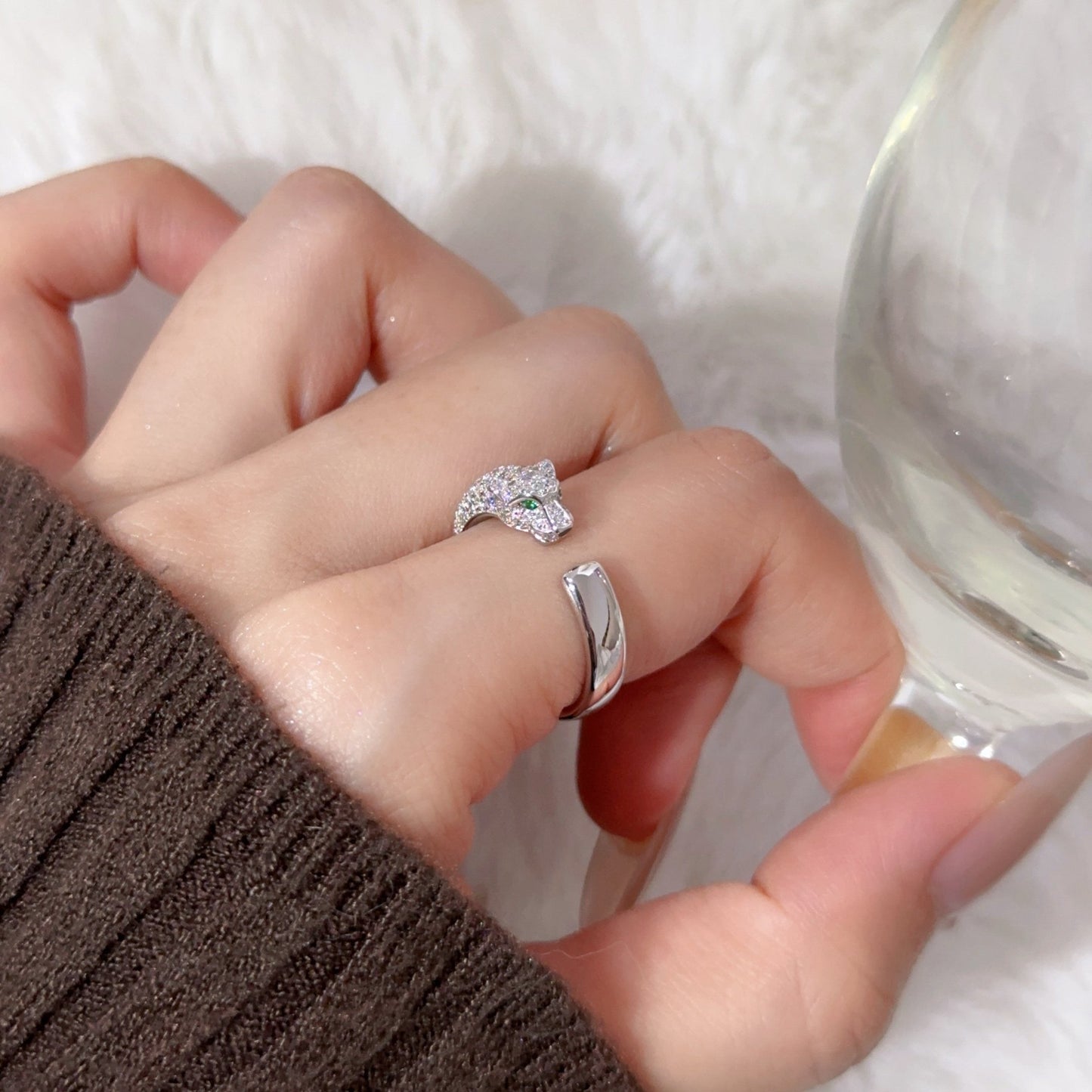 [Dawnora Jewelry]PANTHERE HALF DIAMOND SMALL RING
