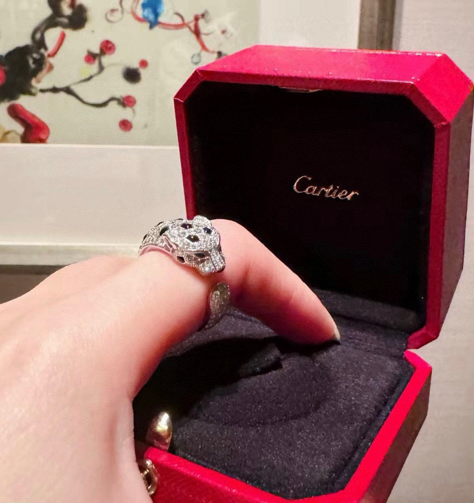 [Dawnora Jewelry]PANTHERE SPOTTED FULL DIAMOND MEDIUM RING