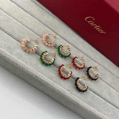 [Dawnora Jewelry]CLASH 7.9MM AGATE CHALCEDONY EARRINGS
