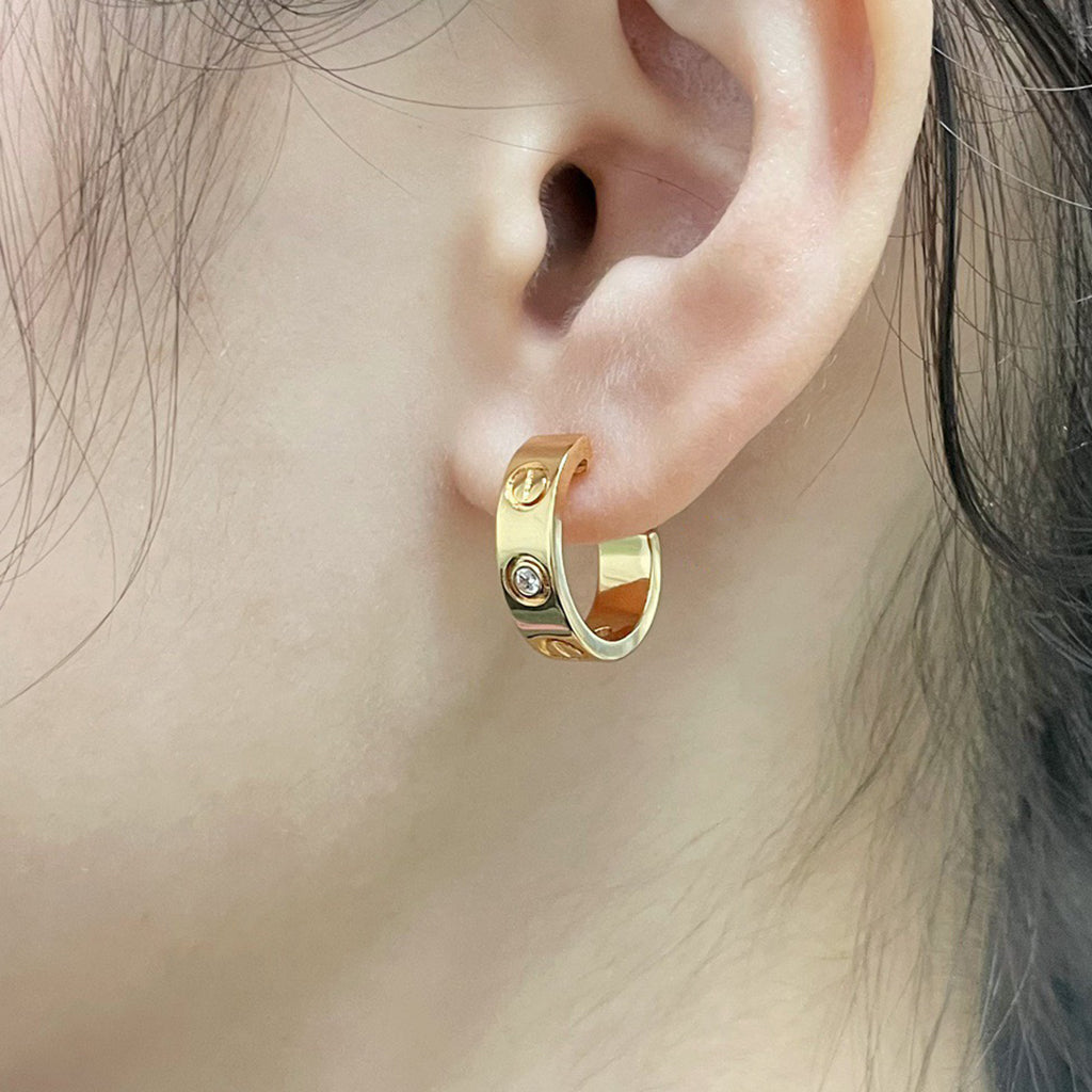 [Dawnora Jewelry]LOVE EARRINGS 5.7MM 2 DIAMONDS