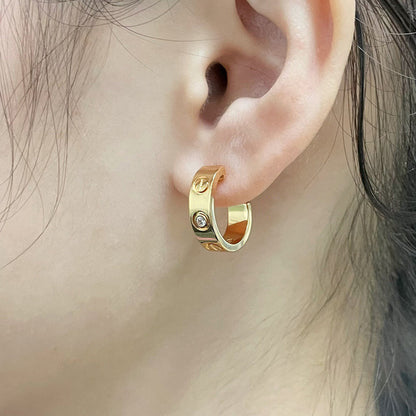 [Dawnora Jewelry]LOVE EARRINGS 5.7MM 2 DIAMONDS