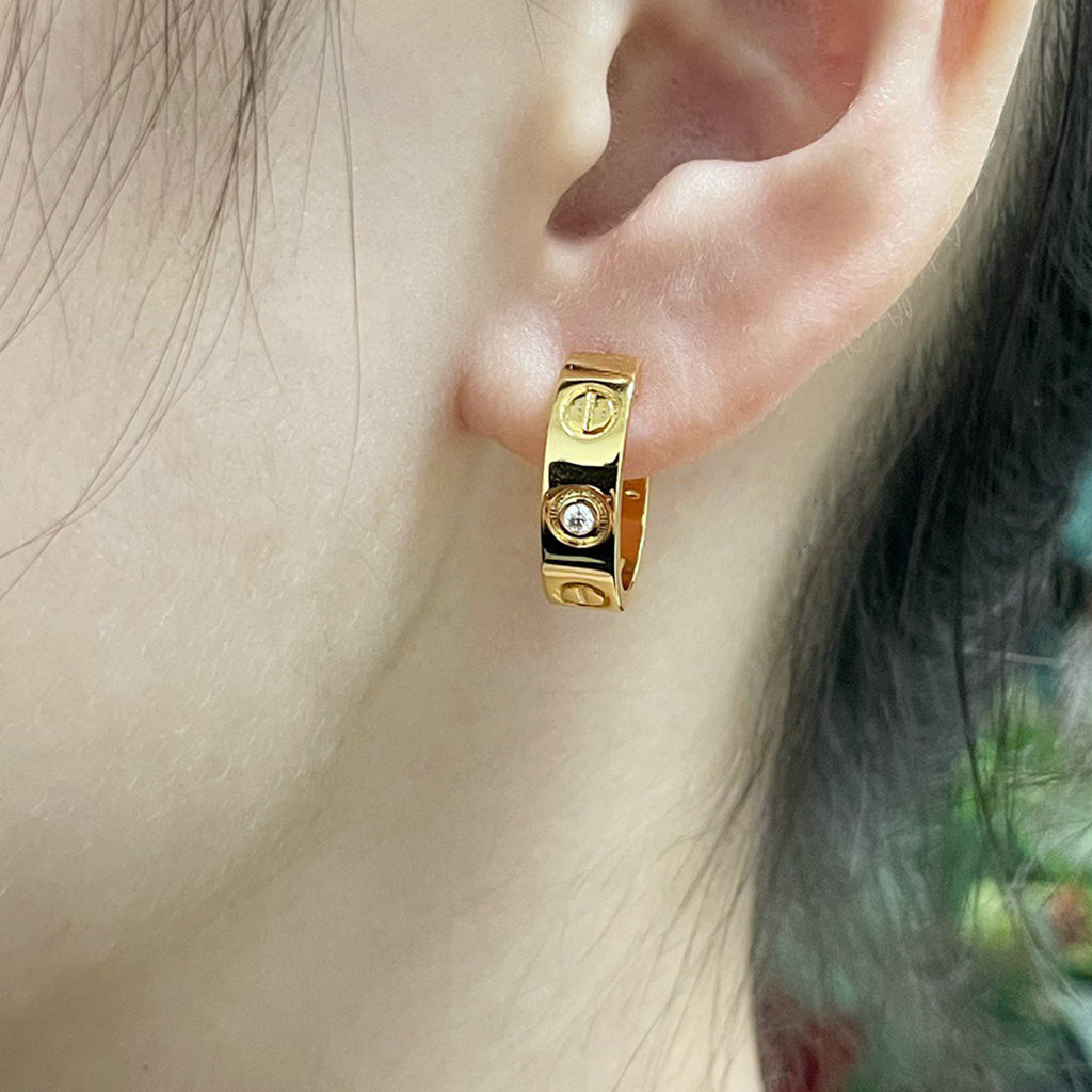 [Dawnora Jewelry]LOVE EARRINGS 5.7MM 2 DIAMONDS