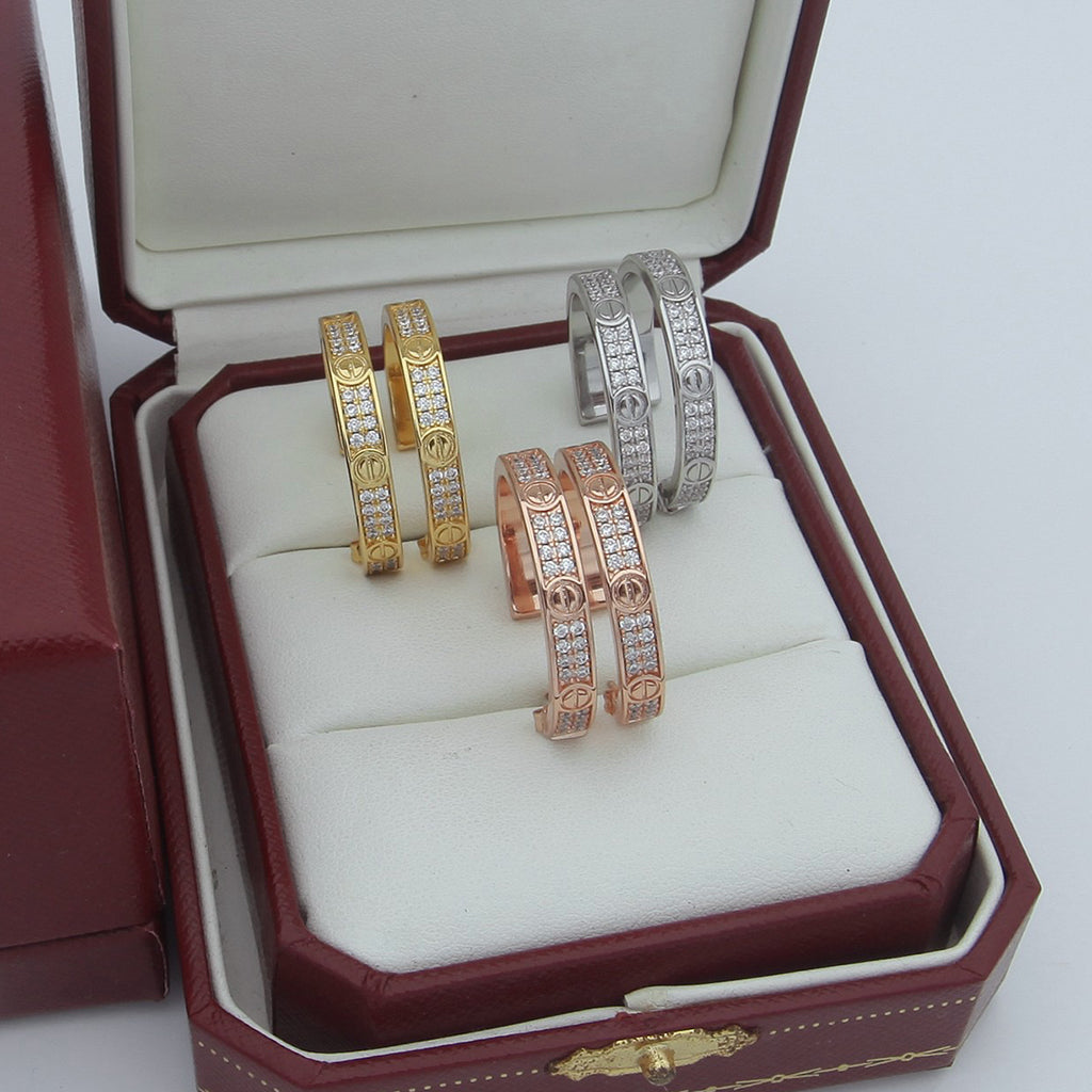 [Dawnora Jewelry]LOVE EARRINGS 3.6MM DIAMOND PAVED
