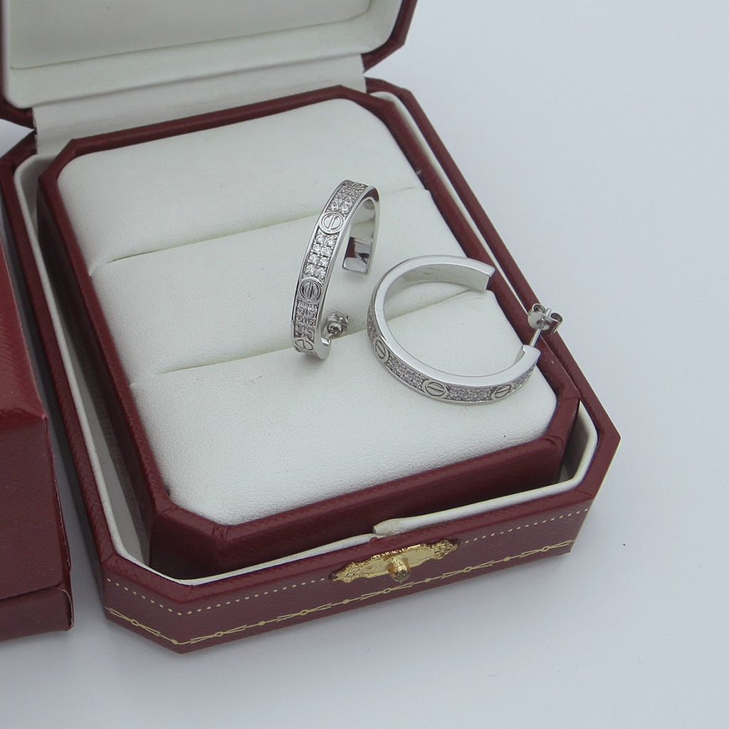 [Dawnora Jewelry]LOVE EARRINGS 3.6MM DIAMOND PAVED
