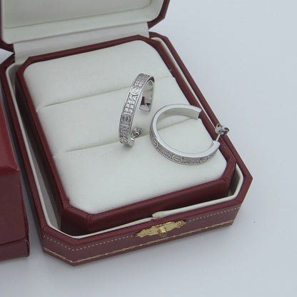 [Dawnora Jewelry]LOVE EARRINGS 3.6MM DIAMOND PAVED