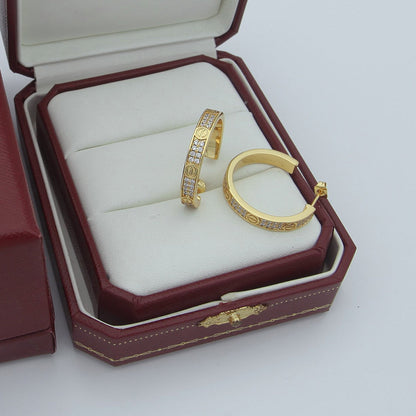 [Dawnora Jewelry]LOVE EARRINGS 3.6MM DIAMOND PAVED