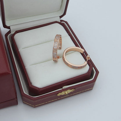 [Dawnora Jewelry]LOVE EARRINGS 3.6MM DIAMOND PAVED