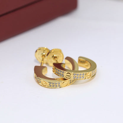 [Dawnora Jewelry]LOVE 5.5MM DIAMOND PAVED EARRINGS