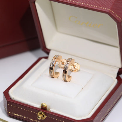 [Dawnora Jewelry]LOVE 5.5MM DIAMOND PAVED EARRINGS