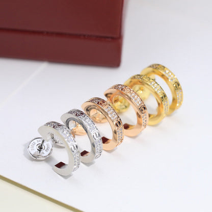 [Dawnora Jewelry]LOVE 5.5MM DIAMOND PAVED EARRINGS