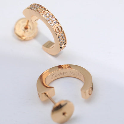 [Dawnora Jewelry]LOVE 5.5MM DIAMOND PAVED EARRINGS
