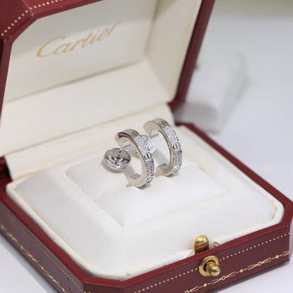 [Dawnora Jewelry]LOVE 5.5MM DIAMOND PAVED EARRINGS