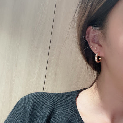 [Dawnora Jewelry]LOVE 5.5MM DIAMOND PAVED EARRINGS
