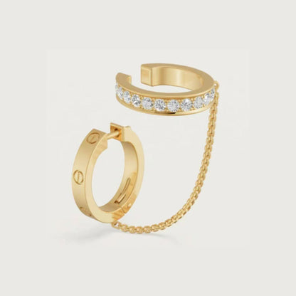 [Dawnora Jewelry]LOVE 3.0MM HALF DIAMOND EARRINGS