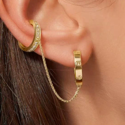 [Dawnora Jewelry]LOVE 3.0MM HALF DIAMOND EARRINGS