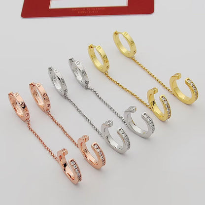 [Dawnora Jewelry]LOVE 3.0MM HALF DIAMOND EARRINGS