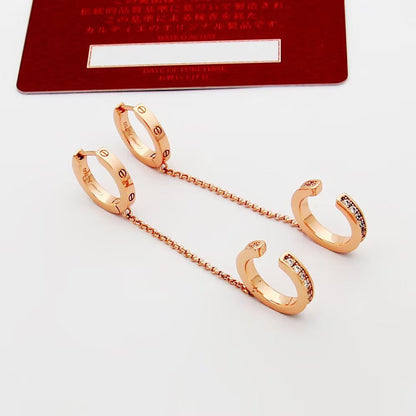 [Dawnora Jewelry]LOVE 3.0MM HALF DIAMOND EARRINGS