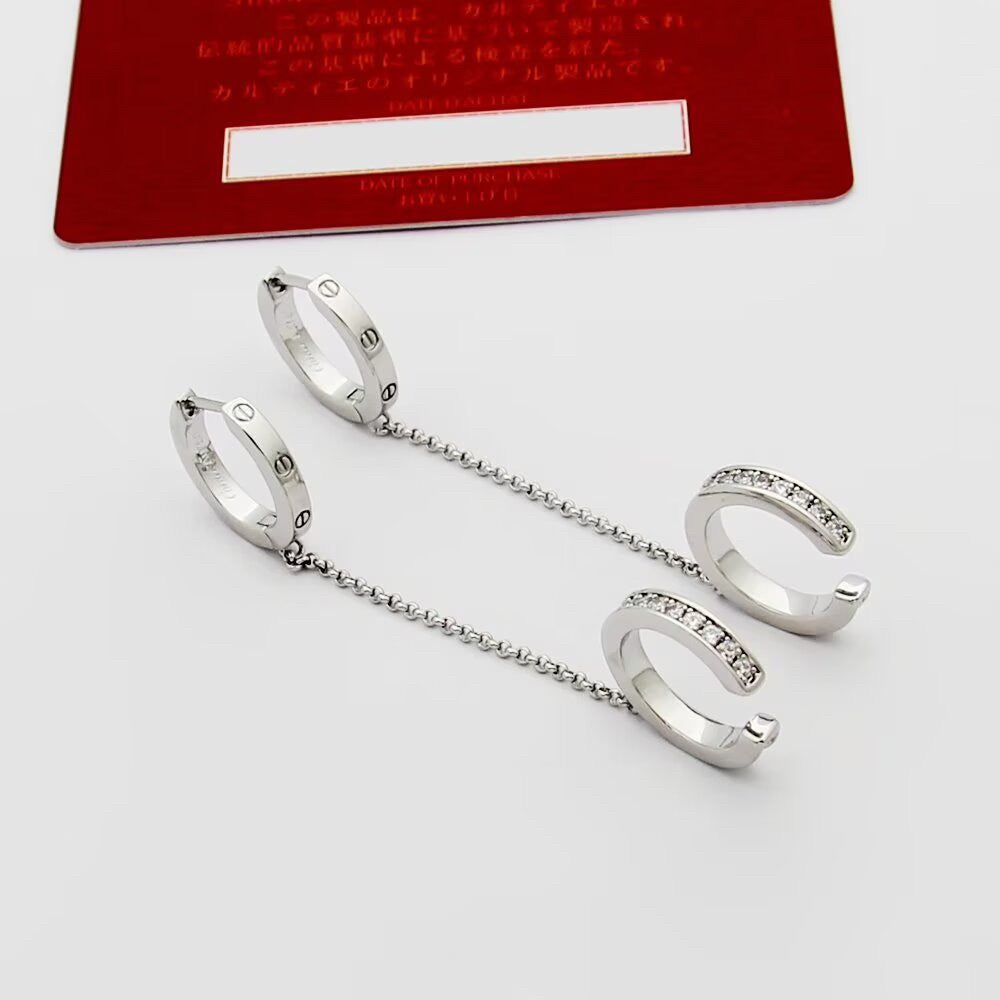 [Dawnora Jewelry]LOVE 3.0MM HALF DIAMOND EARRINGS
