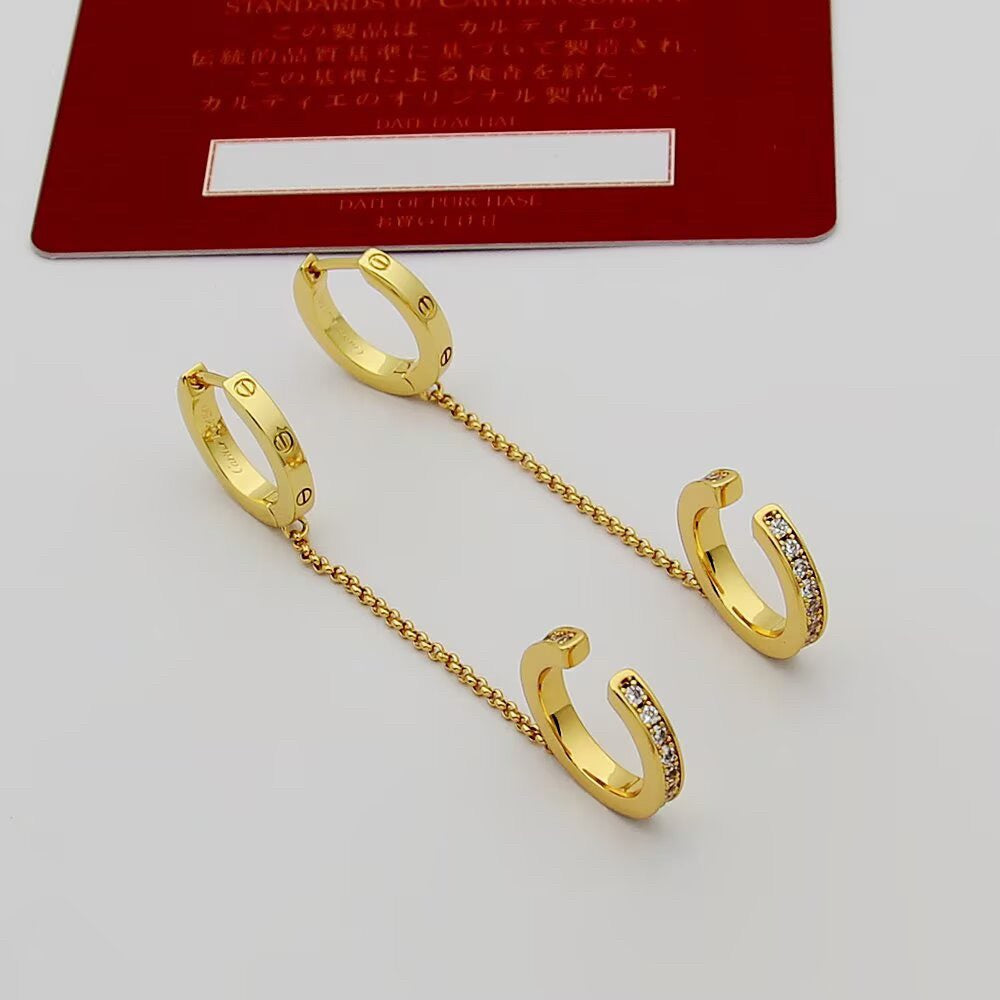 [Dawnora Jewelry]LOVE 3.0MM HALF DIAMOND EARRINGS