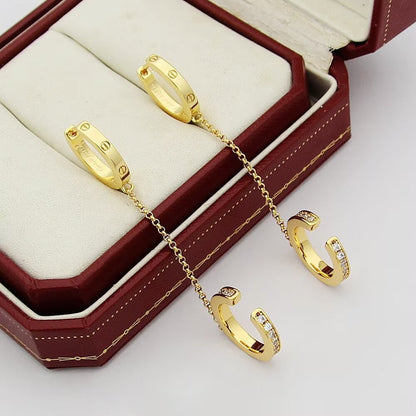 [Dawnora Jewelry]LOVE 3.0MM HALF DIAMOND EARRINGS