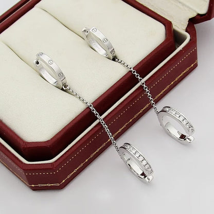 [Dawnora Jewelry]LOVE 3.0MM HALF DIAMOND EARRINGS