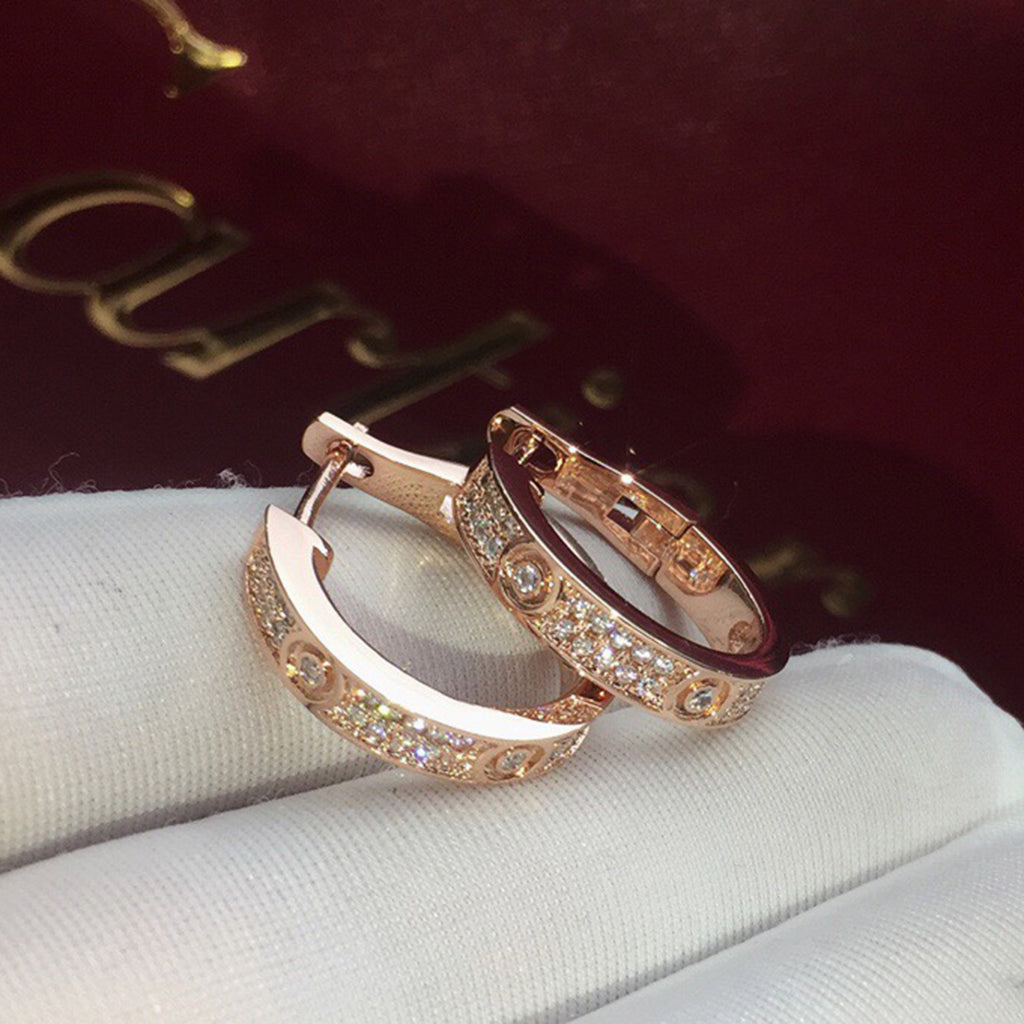[Dawnora Jewelry]LOVE 5.5MM DIAMOND PAVED EARRINGS