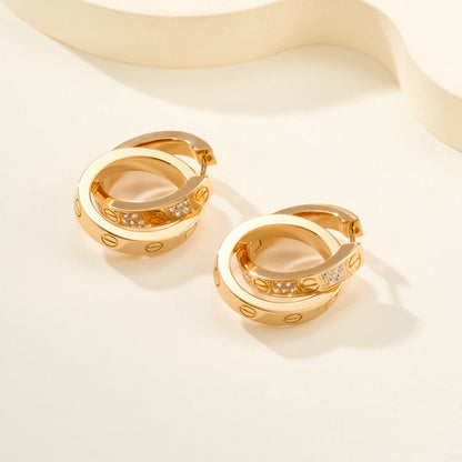[Dawnora Jewelry]LOVE 3.3MM DANGLE HALF DIAMOND EARRINGS