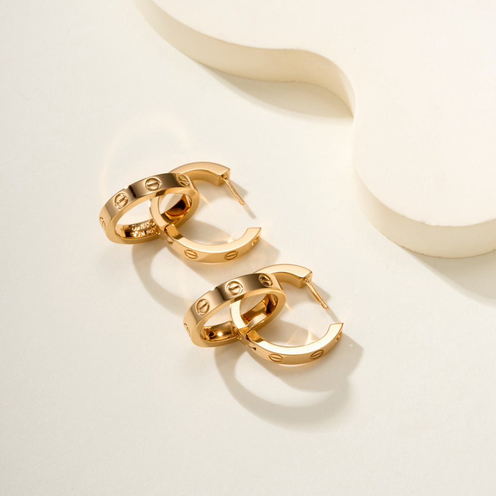 [Dawnora Jewelry]LOVE 3.3MM DANGLE HALF DIAMOND EARRINGS