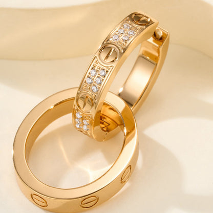 [Dawnora Jewelry]LOVE 3.3MM DANGLE HALF DIAMOND EARRINGS