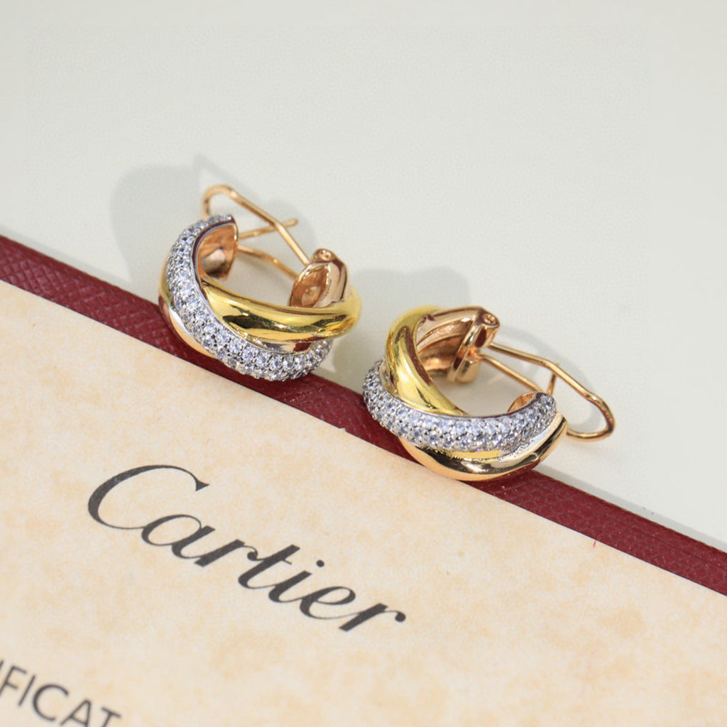 [Dawnora Jewelry]TRINITY HALF DIAMOND  CLASSIC EARRINGS