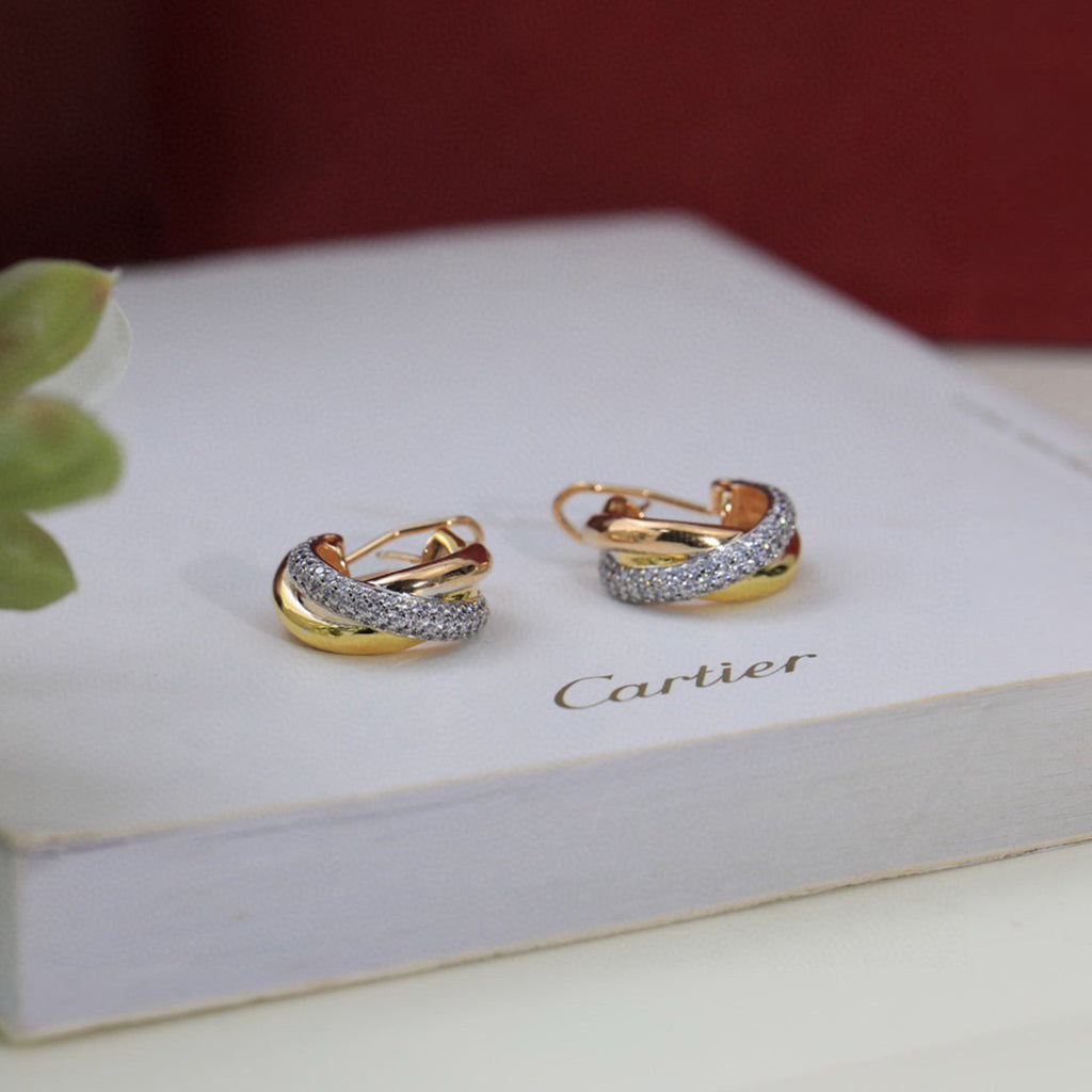 [Dawnora Jewelry]TRINITY HALF DIAMOND  CLASSIC EARRINGS