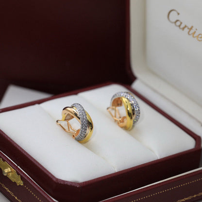 [Dawnora Jewelry]TRINITY HALF DIAMOND  CLASSIC EARRINGS